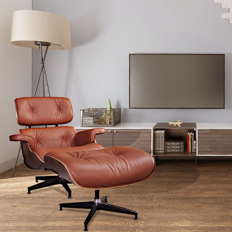 Corrigan Studio® Lalitha 34.6'' Wide Tufted Genuine Leather Lounge